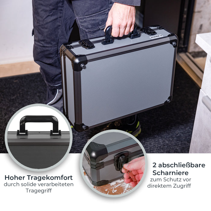 Alu Werkzeugkoffer leer, Universalkoffer, verstellbare Facheinteilung, HMF 14601-02, 46 x 15 x 33 cm