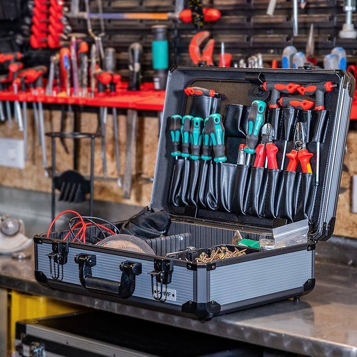 Alu Werkzeugkoffer leer, Universalkoffer, verstellbare Facheinteilung, HMF 14601-02, 46 x 15 x 33 cm