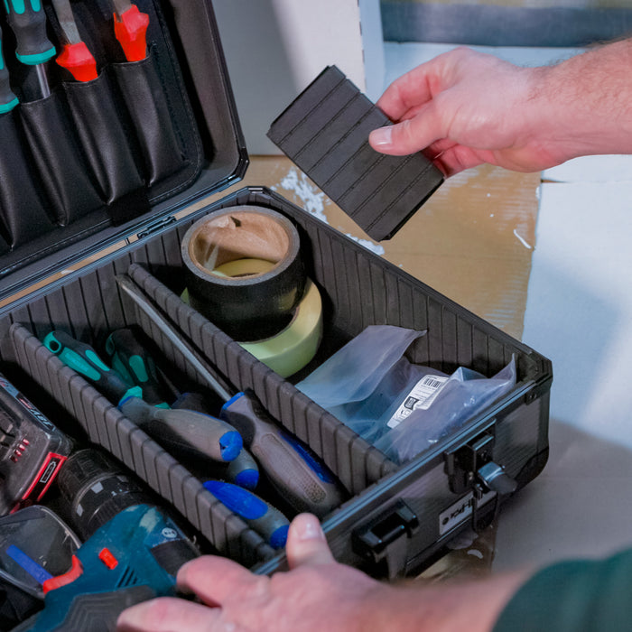 Alu Werkzeugkoffer leer, Universalkoffer, verstellbare Facheinteilung, HMF 14601-02, 46 x 15 x 33 cm