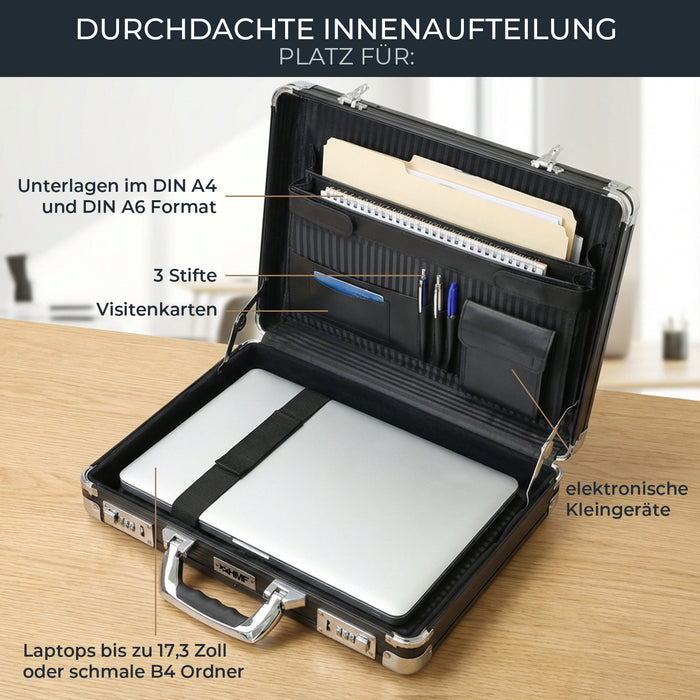 Alu Aktenkoffer mit Zahlenschloss von HMF