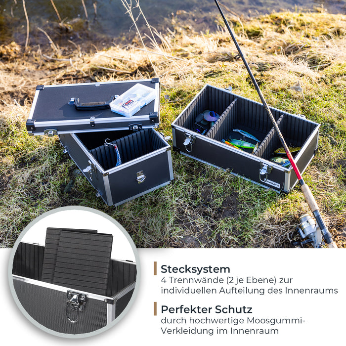 Alu Werkzeugkoffer mit 2 Etagen und verstellbare Facheinteilung von HMF