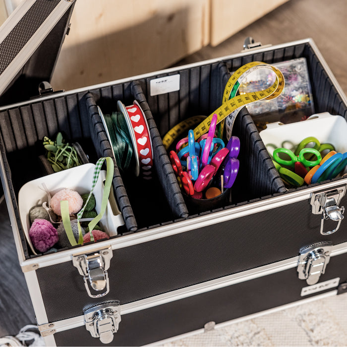 Alu Werkzeugkoffer mit 2 Etagen und verstellbare Facheinteilung von HMF