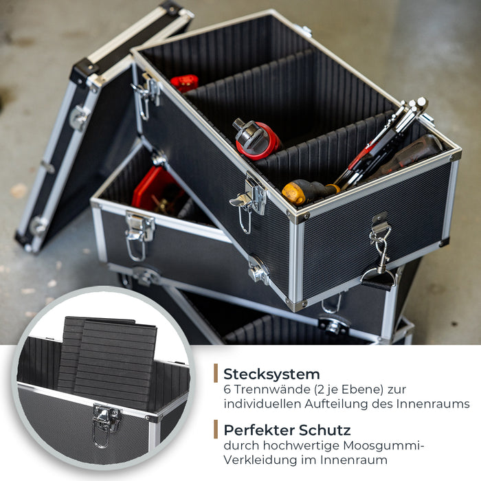 Alu Werkzeugkoffer mit 3 Etagen und verstellbare Facheinteilung von HMF