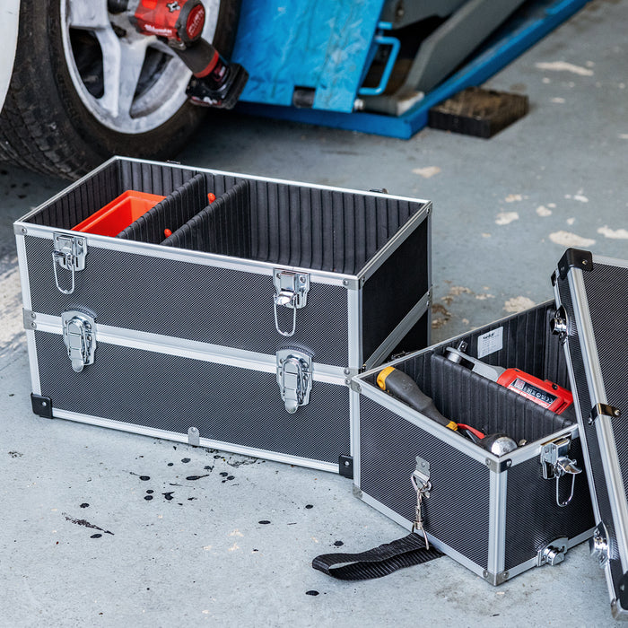 Alu Werkzeugkoffer mit 3 Etagen und verstellbare Facheinteilung von HMF