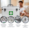 Medizinkoffer oder Erste Hilfe Koffer aus Aluminium von HMF mit den Maßen 30 x 25 x 25 cm in Silber