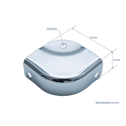 Runder Eckenschutz für Koffer im 8er Set von HMF in Silber verzinkt