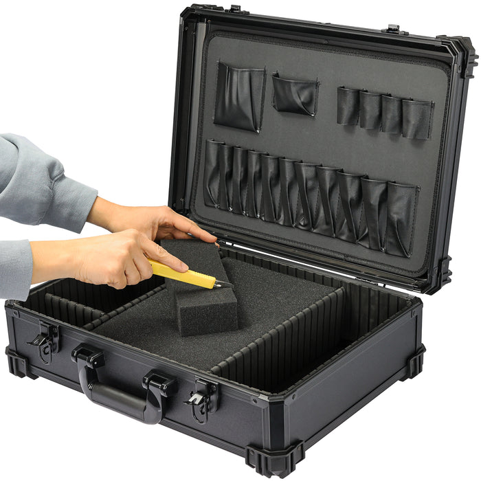 HMF Werkzeugkoffer mit Rasterschaumstoff 15701-02 schwarz