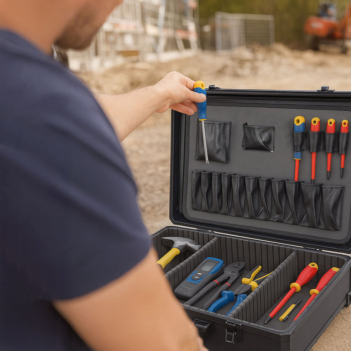 Werkzeugkoffer mit individueller Facheinteilung 15702-02, schwarz