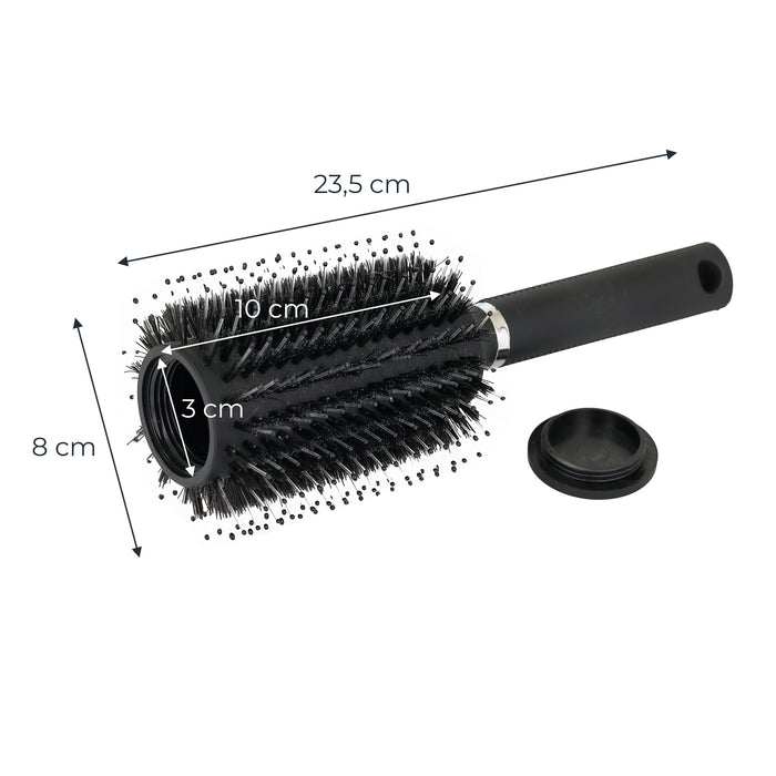 Haarbürste mit Geheimversteck von HMF, 23,5 x 8 x 8 cm, Schwarz