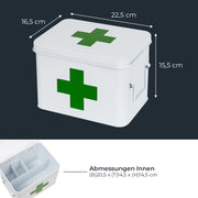 Medizinbox Hausapotheke Metall HMF 1771 Weiß 22.5 x 16.5 x 15.5 cm