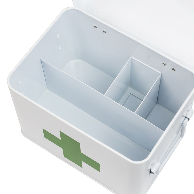 Medizinbox Hausapotheke Metall HMF 1771 Weiß 22.5 x 16.5 x 15.5 cm