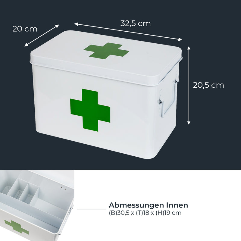 Medizinbox Hausapotheke Metall HMF 1771 Weiß 32.5 x 20 x 20.5 cm