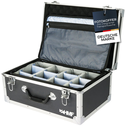 Fotokoffer oder Kamera Transportkoffer inklusive Tasche mit individuellen Trennwänden von HMF
