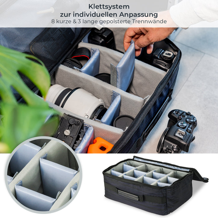Fotokoffer oder Kamera Transportkoffer inklusive Tasche mit individuellen Trennwänden von HMF