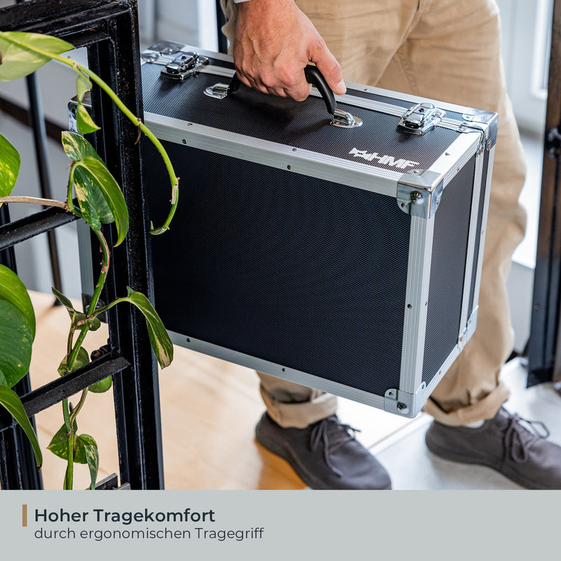 Fotokoffer oder Kamera Transportkoffer inklusive Tasche mit individuellen Trennwänden von HMF