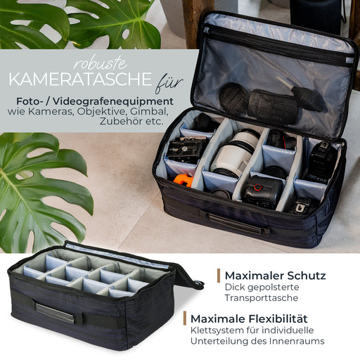 Tasche für Spiegelreflex Kamera mit individuellen Trennwänden von HMF