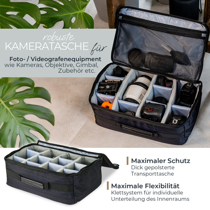 Tasche für Spiegelreflex Kamera mit individuellen Trennwänden von HMF