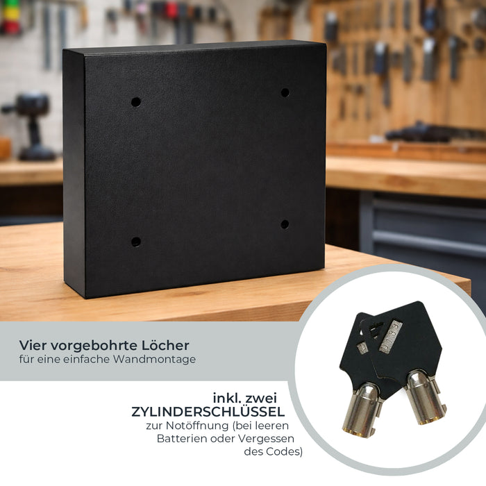 HMF Schlüsseltresor mit Elektronikschloss mit 30 Haken in Schwarz