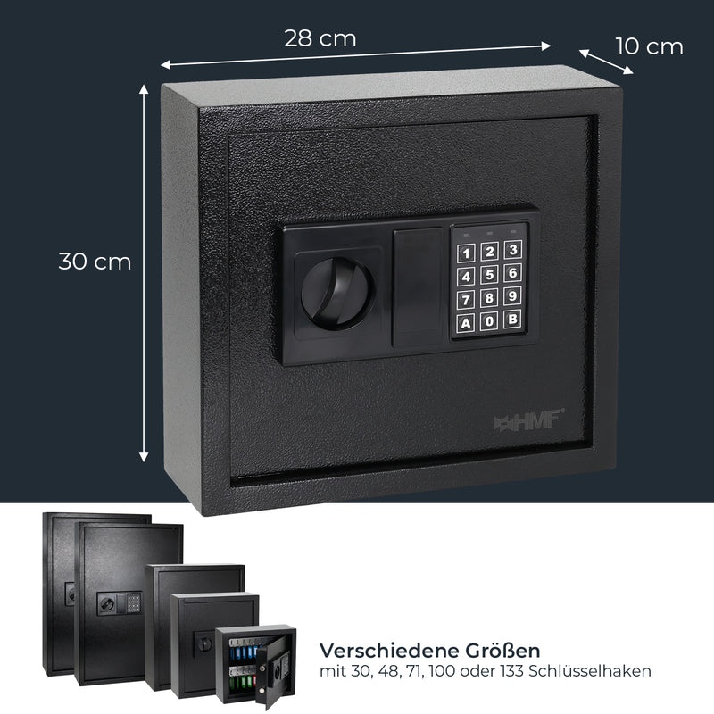 HMF Schlüsseltresor mit Elektronikschloss mit 30 Haken in Schwarz