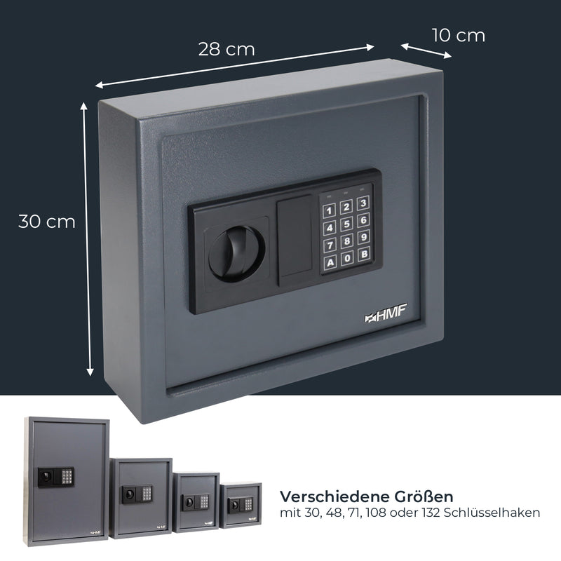 HMF Schlüsseltresor mit Elektronikschloss mit 30 Haken in Anthrazit