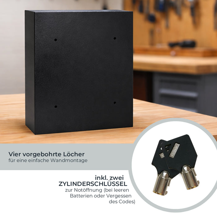 HMF Schlüsseltresor mit Elektronikschloss mit 48 Haken in Schwarz