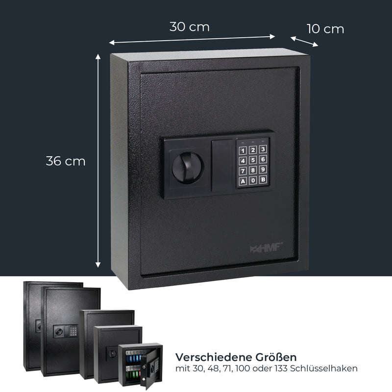 HMF Schlüsseltresor mit Elektronikschloss mit 48 Haken in Schwarz