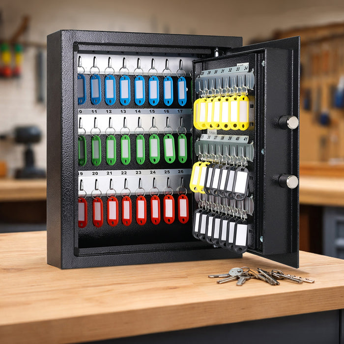 HMF Schlüsseltresor mit Elektronikschloss mit 48 Haken in Schwarz