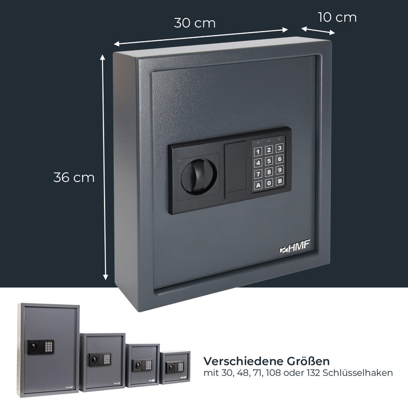 HMF Schlüsseltresor mit Elektronikschloss mit 48 Haken in Anthrazit