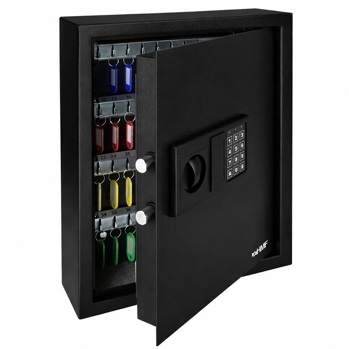 HMF Schlüsseltresor mit Elektronikschloss mit 71 Haken in Schwarz
