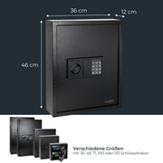 HMF Schlüsseltresor mit Elektronikschloss mit 71 Haken in Schwarz