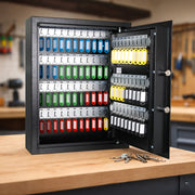 HMF Schlüsseltresor mit Elektronikschloss mit 71 Haken in Schwarz