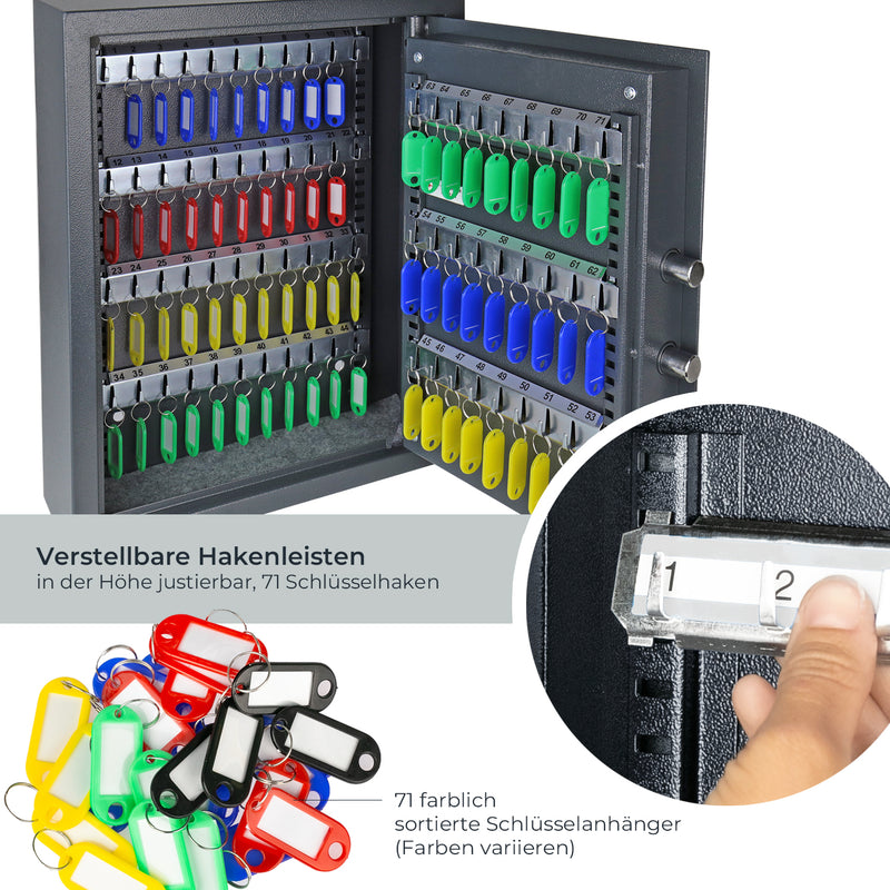 HMF Schlüsseltresor mit Elektronikschloss mit 71 Haken in Anthrazit
