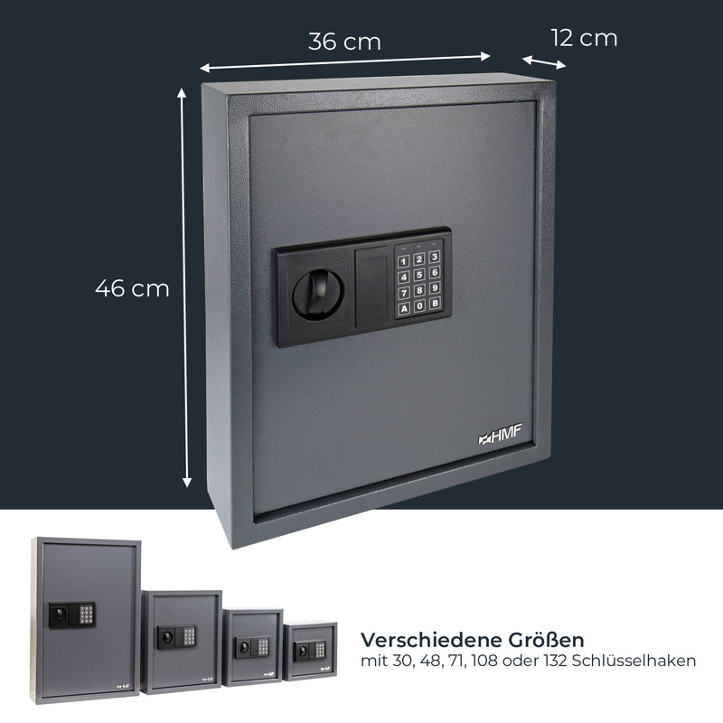HMF Schlüsseltresor mit Elektronikschloss mit 71 Haken in Anthrazit