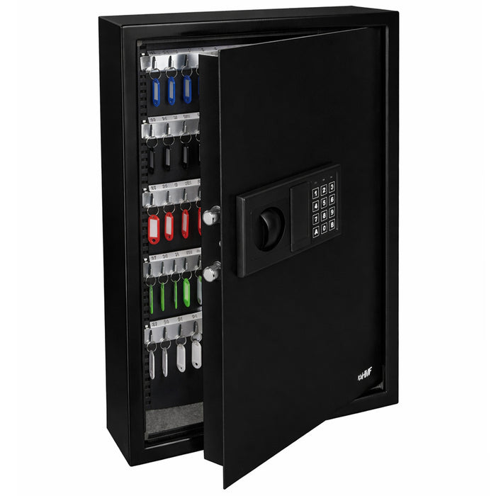HMF Schlüsseltresor mit Elektronikschloss mit 108 Haken in Schwarz
