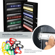 HMF Schlüsseltresor mit Elektronikschloss mit 108 Haken in Schwarz