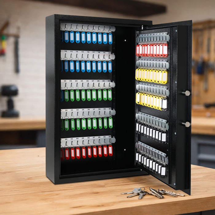 HMF Schlüsseltresor mit Elektronikschloss mit 100 Haken in Schwarz