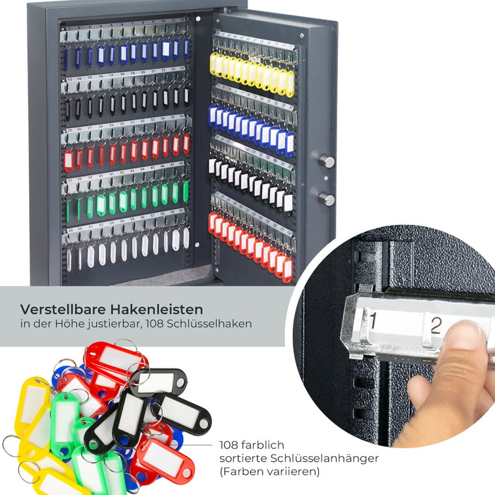 HMF Schlüsseltresor mit Elektronikschloss mit 108 Haken in Anthrazit