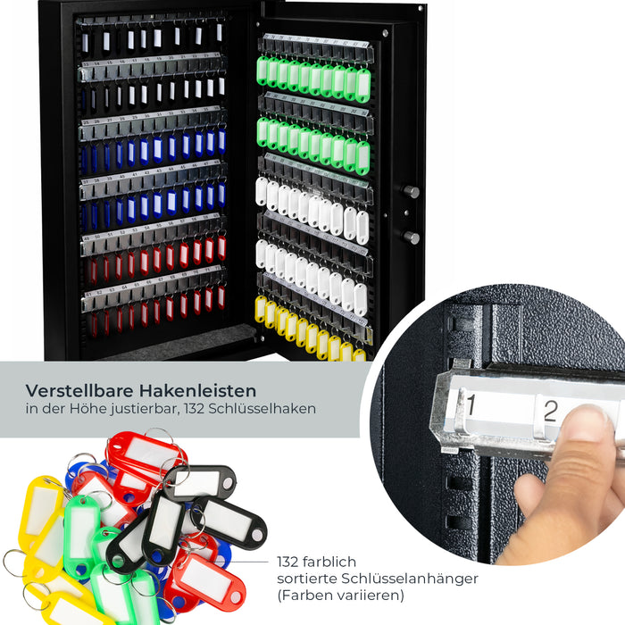 HMF Schlüsseltresor mit Elektronikschloss mit 108 Haken in Schwarz