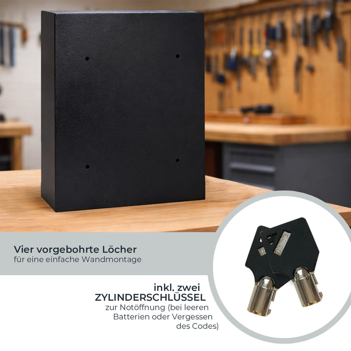 HMF Schlüsseltresor mit Elektronikschloss mit 133 Haken in Schwarz