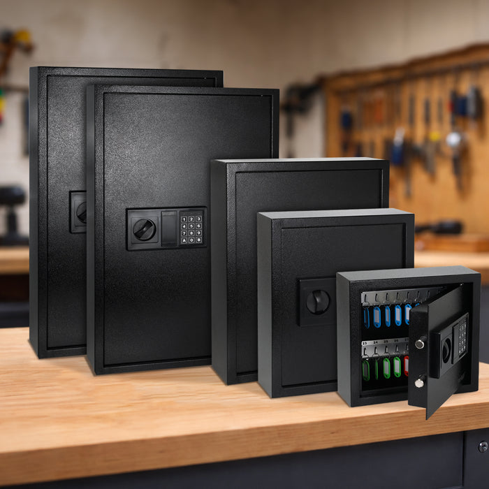 HMF Schlüsseltresor mit Elektronikschloss mit 133 Haken in Schwarz
