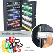 HMF 2133-11 Schlüsseltresor mit Elektronikschloss, 132 Haken, 66,5x43x13 cm, Anthrazit
