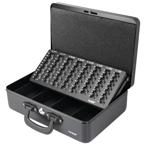 Geldkassette mit 2 Tragegriffen von HMF mit 36 cm Breite in Schwarz