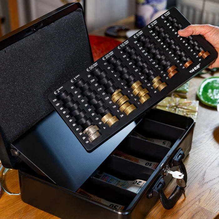 Geldkassette mit 2 Tragegriffen von HMF mit 36 cm Breite in Schwarz