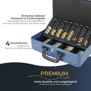 Geldkassette mit 2 Tragegriffen von HMF mit 36 cm Breite in Blau