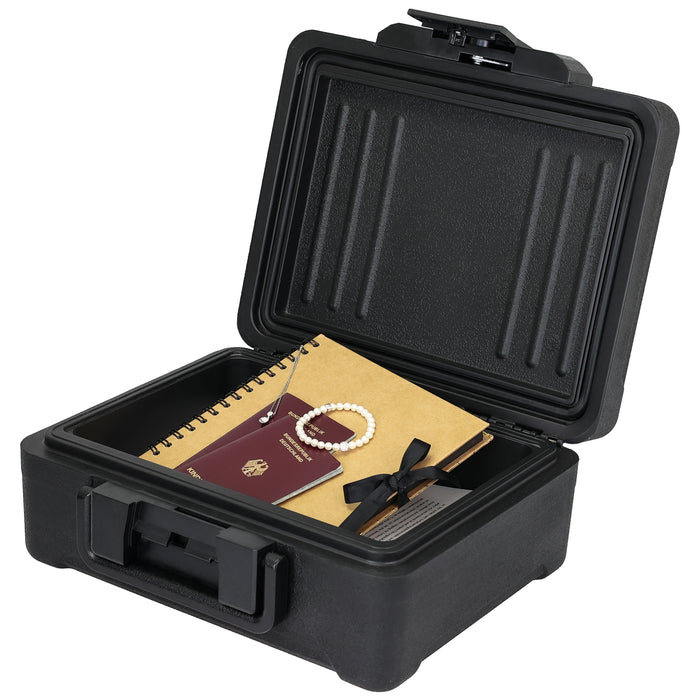 HMF Feuerfeste Wasserdichte Dokumentenbox DIN A4 15,5 x 36,5 x 28,5 cm in Schwarz