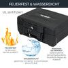 HMF Feuerfeste Wasserdichte Dokumentenbox DIN A4 15,5 x 36,5 x 28,5 cm in Schwarz