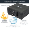 HMF Feuerfeste Wasserdichte Dokumentenbox für Ordner DIN A4/B4; 17 x39 x 36, 5 cm in Schwarz