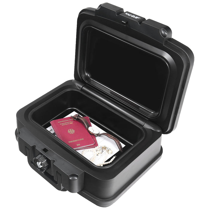 Feuerfeste und wasserdichte Dokumentenbox von HMF in DIN A5 in Schwarz