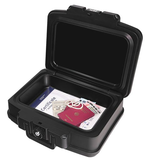 Feuerfeste und wasserdichte Dokumentenbox von HMF in DIN A4 in Schwarz