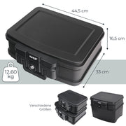 Feuerfeste und wasserdichte Dokumentenbox von HMF in DIN A4 in Schwarz